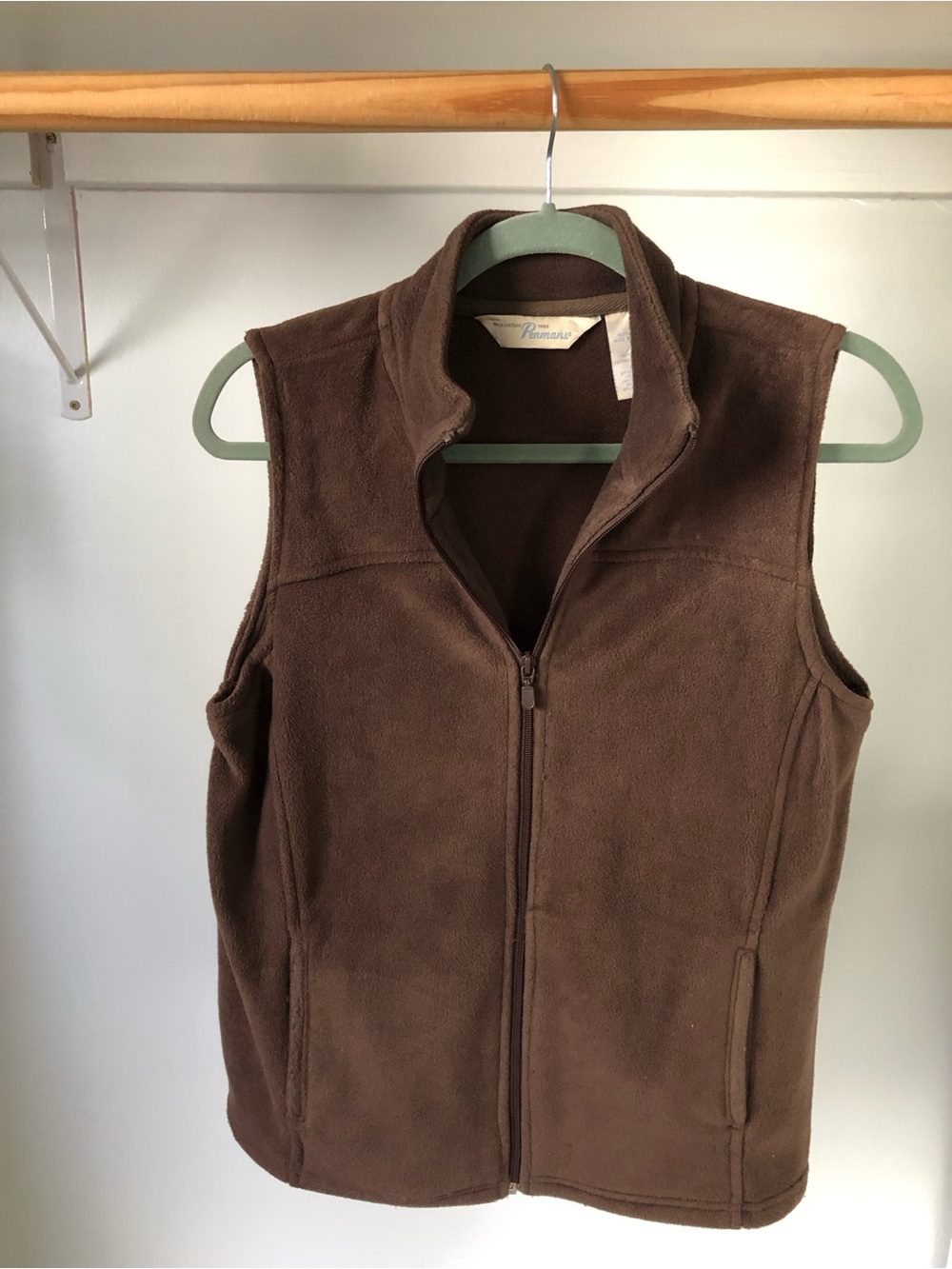 90s Y2k Penmans Soft Brown Fleece Zip-Up Vest Size M Gorpcore - Picture 2 of 9